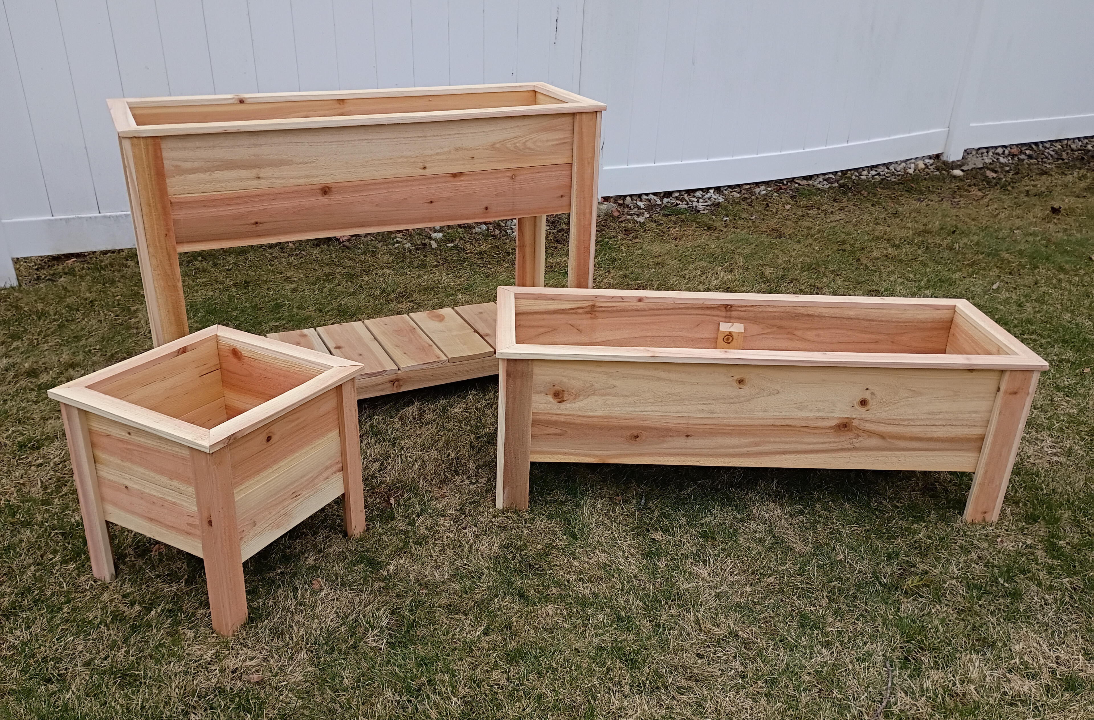 3 planter lineup 3 planters of different shapes